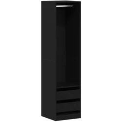 Helloshop26 - Moderner freistehender Aufbewahrungsschrank mit 2 Schubladen 50 x 50 x 200 cm aus schwarzem Eichenholzwerkstoff