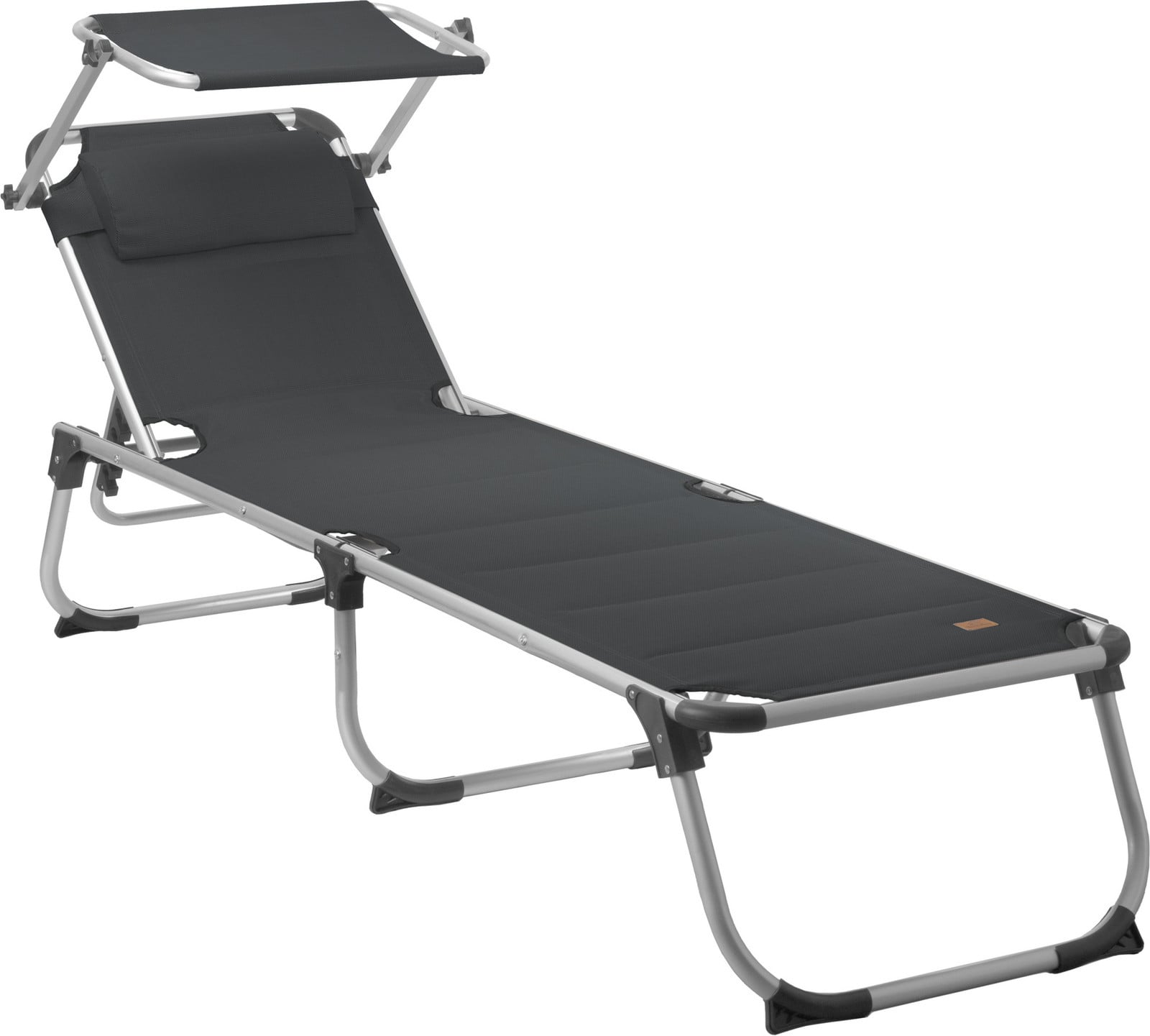 CampFeuer ligbed met zonnedak, antraciet, aluminium campingbed en tuinbed