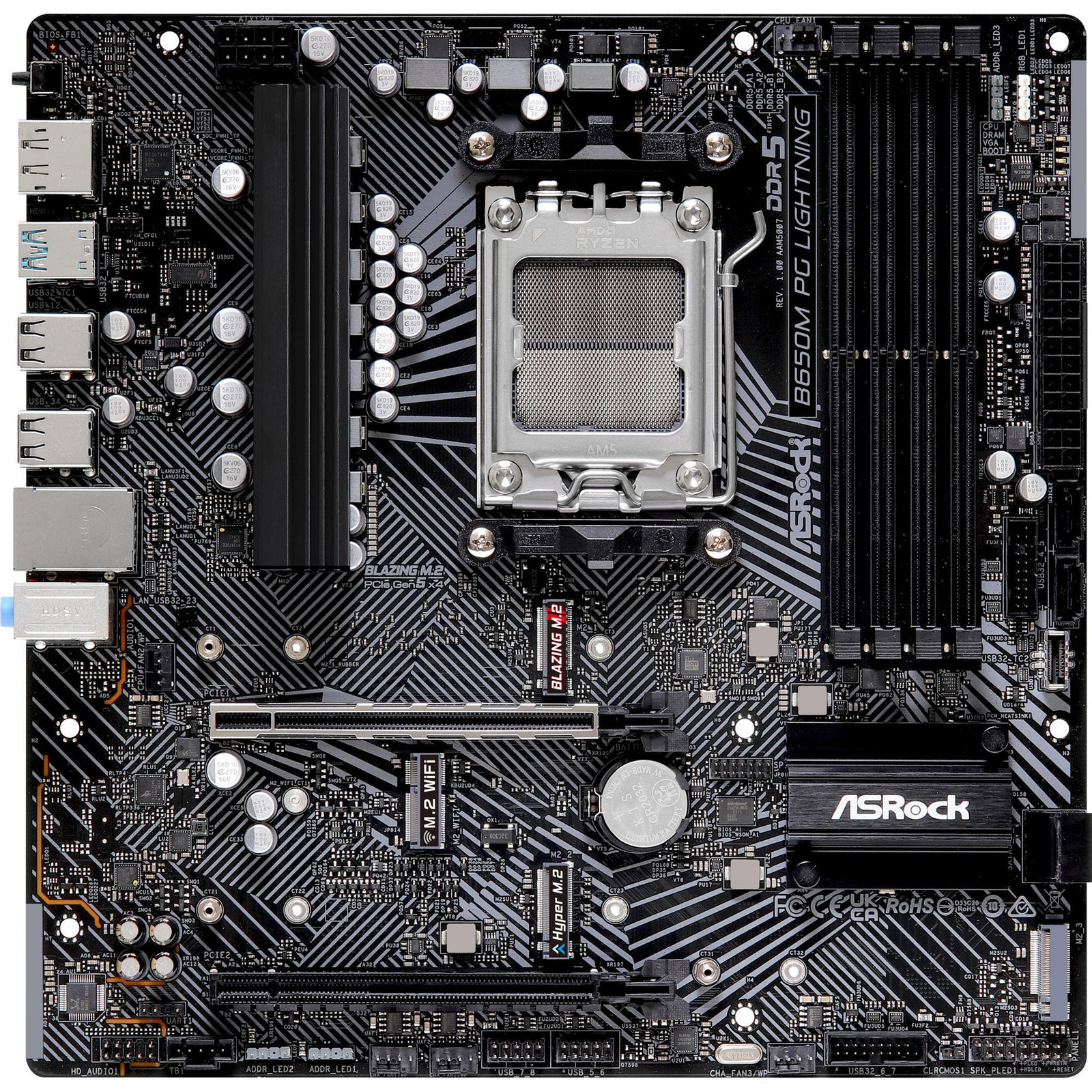 ASRock B650M PG LIGHTNING moederbord zwart/grijs