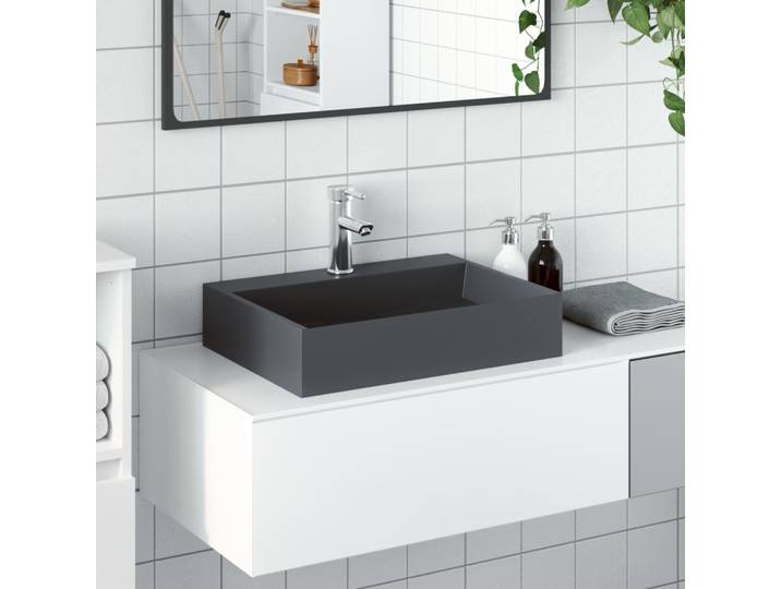 vidaXL Waschbecken 50x38x11 cm Mineralguss/Marmorguss Anthrazit