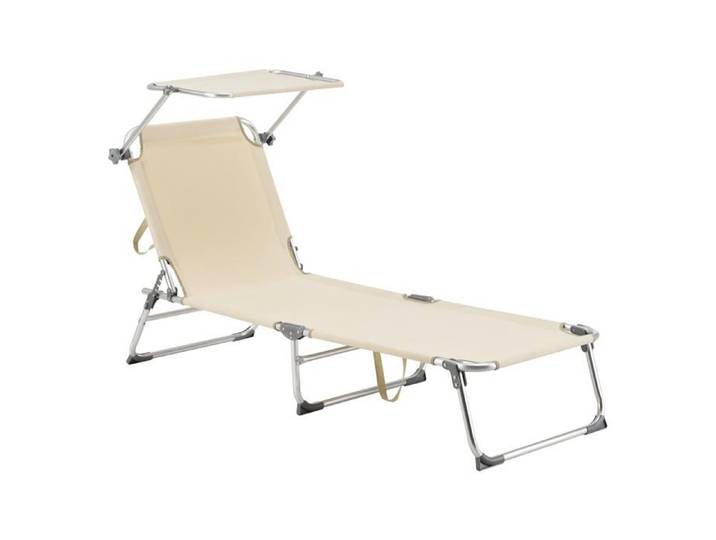 Transat bain de soleil avec pare-soleil aluminium polyester argenté mat beige 03_0006412