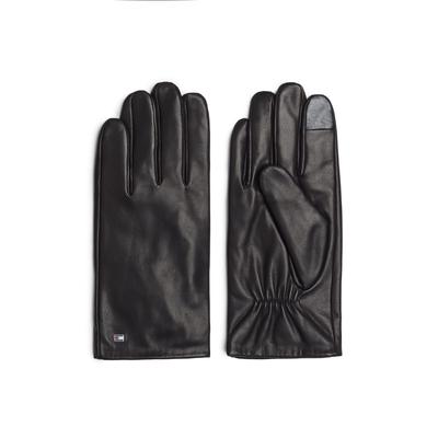 Lederhandschuhe TOMMY HILFIGER "ESSENTIAL FLAG LEATHER GLOVES", Herren, Gr. S (M), schwarz, Rindsleder, unifarben, Handschuhe, mit Tommy Hilfiger Flagge