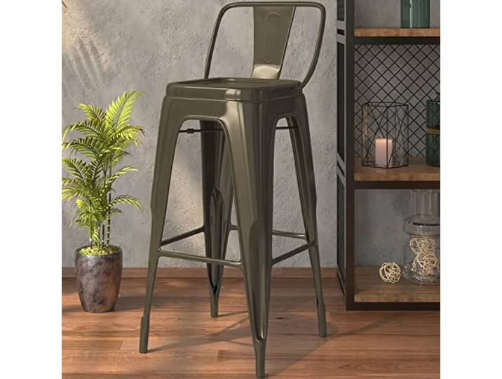 GGMMÖBEL California Barhocker 2-er Set Sitzhöhe: 76 cm Metall: Rost Matt Barstuhl Barhocker mit Lehne Restaurant, Cafe, Bar Industrial Deko