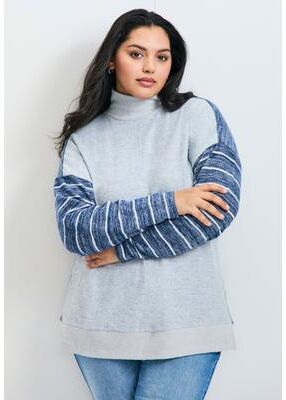 Plus Size Women's Theresa Splice Hacci Top by Avenue in Indigo (Size 14)