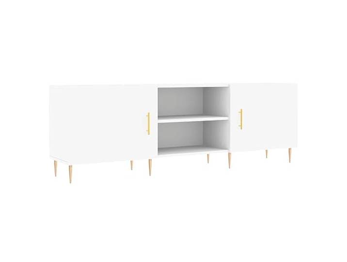 hliofuir TV-Schrank Weiß 150x30x50 cm Holzwerkstoff Lowboard Fernsehtisch Praktisches Mediencenter fürs Wohnzimmer und Schlafzimmer mit 4 Fächern, staubgeschützter Tür und robusten Eisenbeinen.