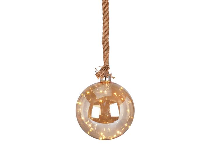 Weihnachtskugel Glas LED 20 cm braun