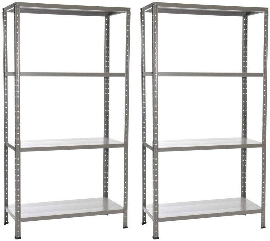 giordanoshop Set 2 Scaffali in Metallo 4 Ripiani 60x30x140 cm Grigio...