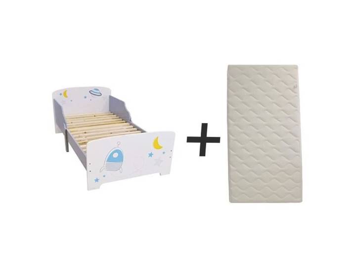 FUN HOUSE Lit Espace 140 x 70 cm - SOMMIER ET MATELAS CLIMATISE (FACE ETE / HIVER) INCLUS