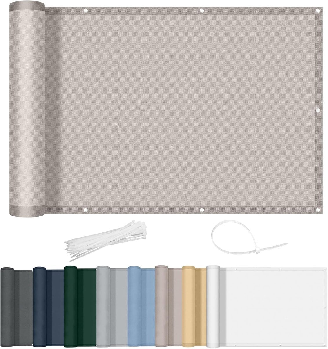 Ondoorzichtig Balkonscherm Beige B: 100 cm, H: 200 cm, Waterdicht Windscherm van Polyester met Aluminium Klemmen