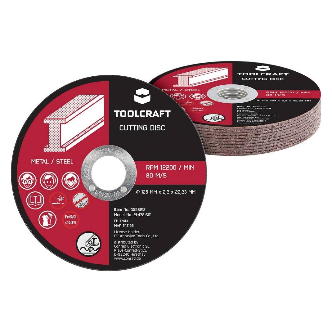 Toolcraft TO-10674636 Trennscheiben-Set 125 mm 10 St. Aluminiumoxid (TO-10674636)