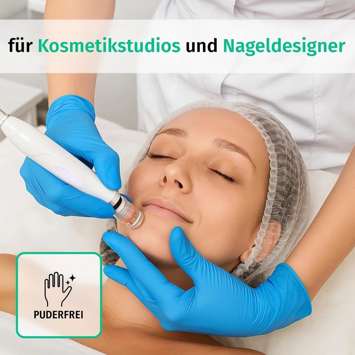 INF Einweg-Nitrilhandschuhe 100er-Pack — puderfrei, durchstichfest, blau, M & XL XL