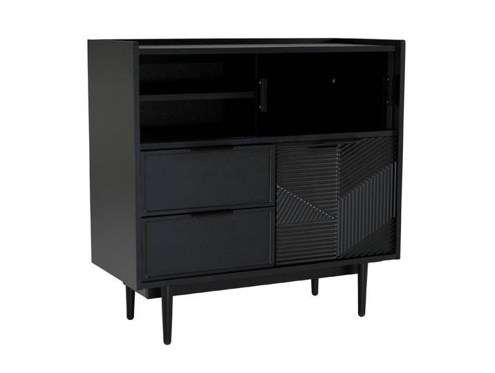 Thanaddo Sideboard Ablageschrank, Badezimmerschrank, Sideboard mit Lichtleiste, Glastür