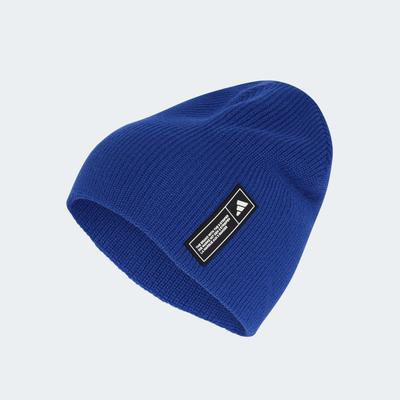 Beanie ADIDAS SPORTSWEAR "ESSENTIALS LABEL BEANIE", Damen, blau (royal blau, weiß), Obermaterial: 100% Polyacryl, Mützen Beanie, für Erwachsene, sportlicher Stil, aus Polyacryl