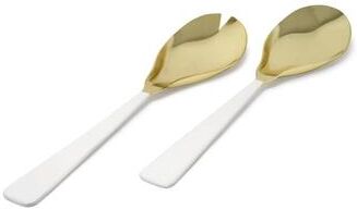 Vivience Gold Salad Servers with White Handles, Set of 2 - Gold/White