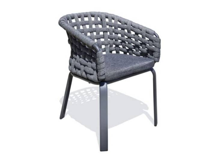 Fauteuil de jardin CAMARGUE en corde tissée et aluminium gris anthracite DCB Garden