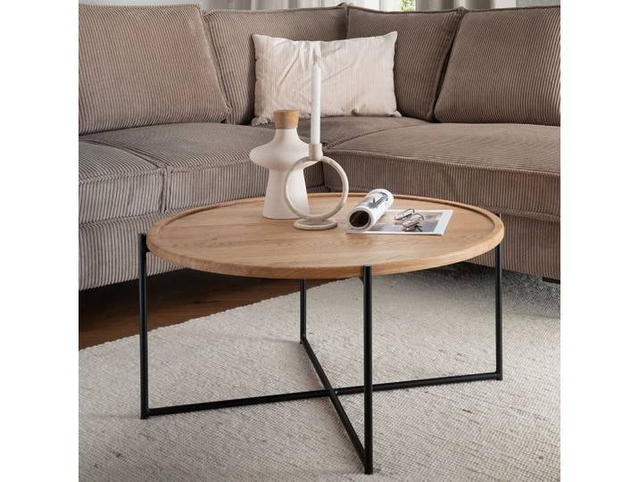 Couchtisch 80x80cm 'Lissabon' Wildeiche Stahl schwarz