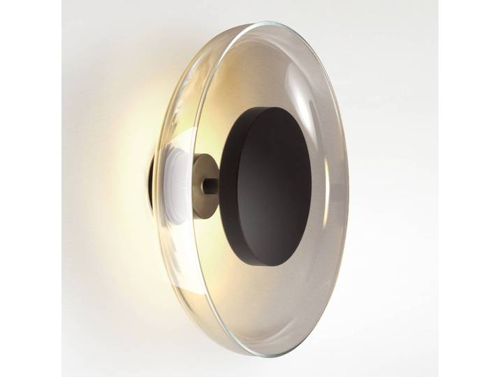 Design wandlamp Aura Plus, dimbaar, alu / grijs / zink, Woon-/ Eetkamer, Glas, Design, Wandlamp design