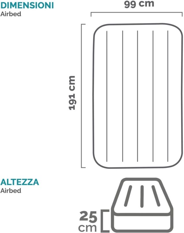 Intex MATERASSO GONFIABILE SINGOLO 99X191X25 CM