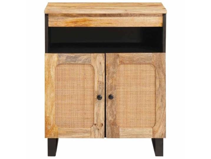 KTHLBRH Anrichte braun 60 x 33 x 75 cm Mangoholz massiv 2 Türen mit Reißverschluss, Beine aus Metall, Möbel zur Aufbewahrung braun, einfache Montage