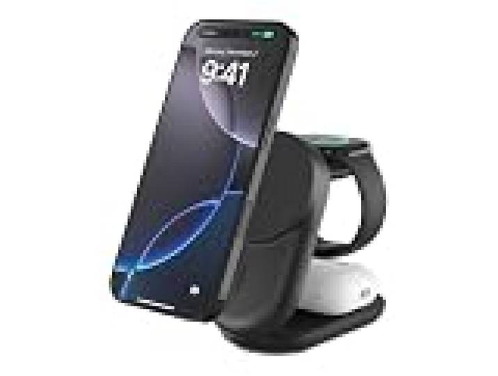 Belkin Qi2 Fitness tracker, Cuffie, Smartphone, Orologio intelligente Nero USB Carica wireless Ricarica rapida Interno (ULTRACHARGE 25 WATT QI2 MAGNETI - 3-IN-1 LADESTATION KLAPPBAR SCHW)