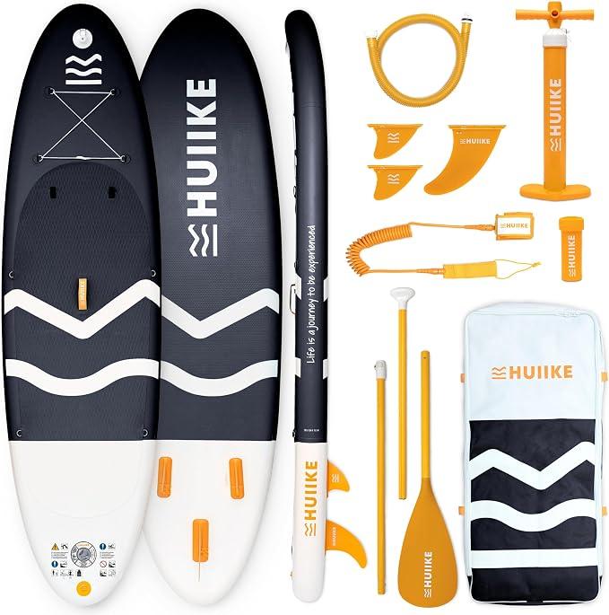 Stand Up Paddling Board mit Zubehör, Paddel, Finnen, Leash, Pumpe, Rucksack. SUP-Board Aufblasbar Hoher Stabilität und Widerstandsfähigkeit. Zum Kajak Umbaubar 305-365 cm, trägt 130-170 kg
