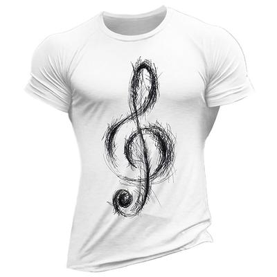 Herren Grafik Musik Violinschlüssel T-Shirt Kurzarm Skizzenhaftes Design