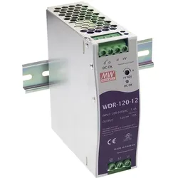 MeanWell, Systemstromversorgung, MEAN WELL WDR-120-12, 120 W, 180 - 550 V, 47 - 63 Hz, 0.7 - 1.2 A, 50 ms, 89,5%