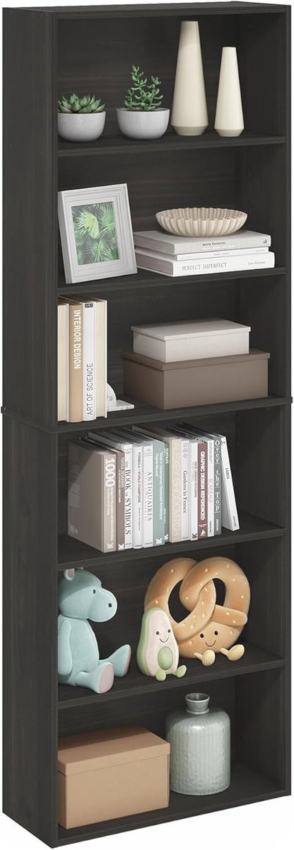 Vrijstaande 6-Tier Open Boekenkast voor Modern Interieur