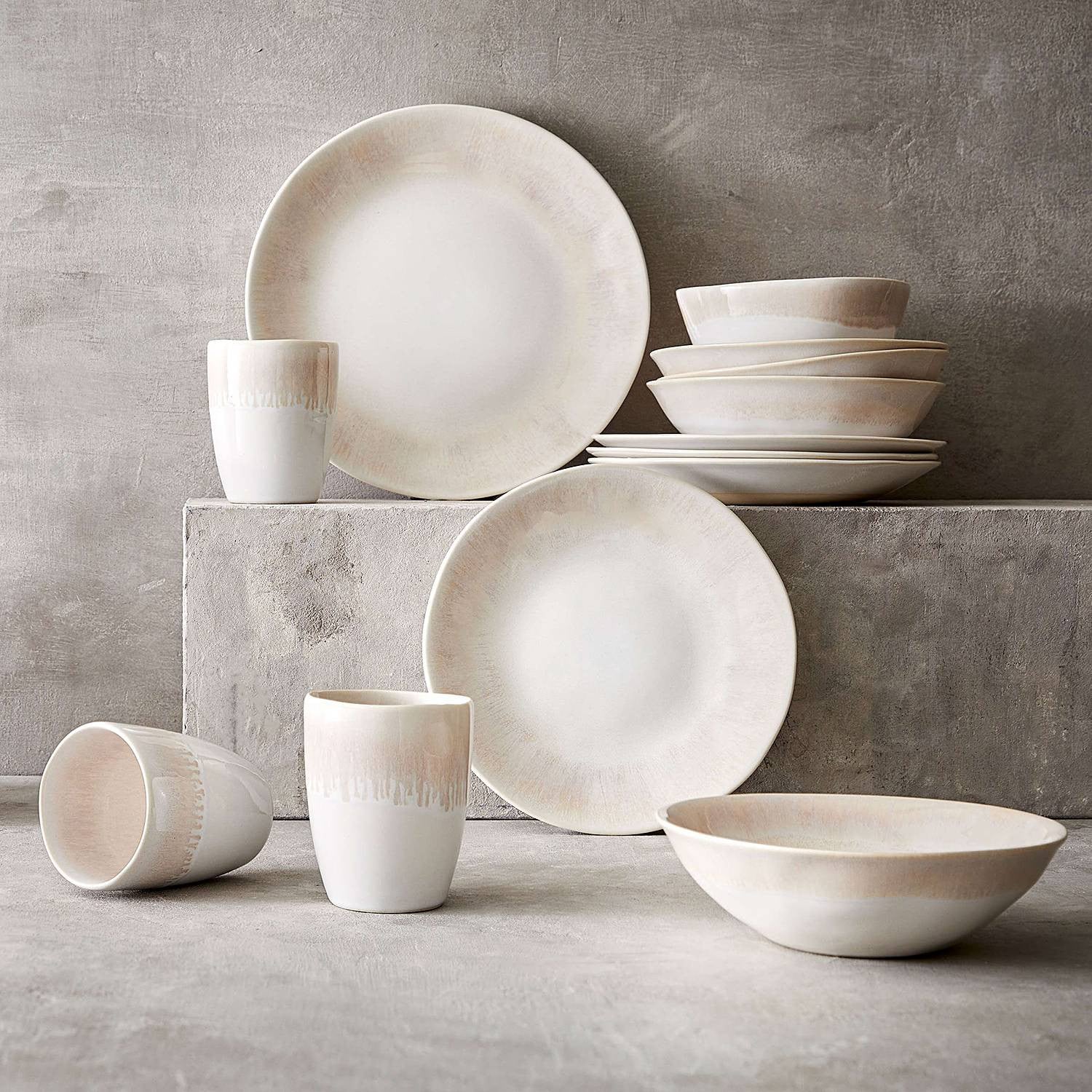 home24 Serviesset 16-delig beige keramiek Ø 28cm