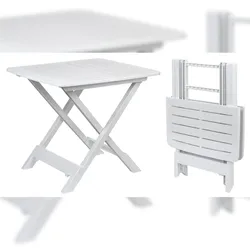 Fornor Gartentisch Beistelltisch Falttisch Klapptisch Kunststoff 50x45x43cm Weiß