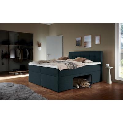 Boxbett HOME AFFAIRE "Carolin", grau (dunkelgrau), B:182cm L:210cm, Komplettbetten, mit Nische inkl. gepolsterter Unterlage für Haustiere