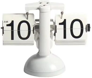 Uplift Picks Vintage Automatic Flip Page Desk Clock Battery Powered Retro Table Clock white single