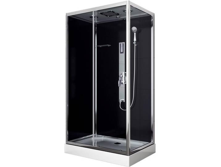 Duschkabine, Schwarz, Chromfarben, Metall, Glas, 80x210x120 cm, Badezimmer, Baden & Duschen, Duschkabinen