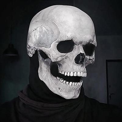 ForAllApparel Realistic Human Skull Mask With Moving Jaw Perfect Halloween Gift white