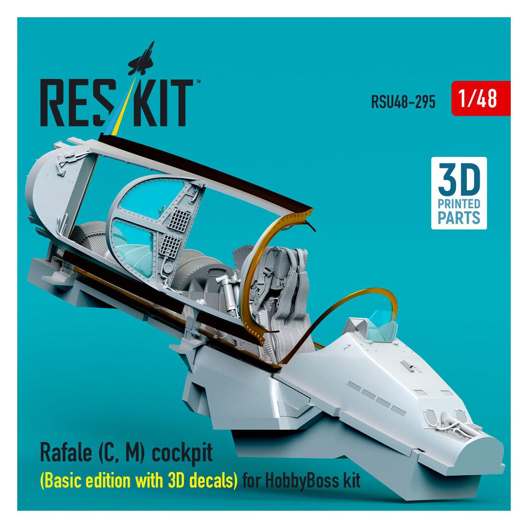 ResKit Rafale (C, M) cockpit (Basic edition with 3D decals) for HobbyBoss kit (3D printed) (RSU48-0295)