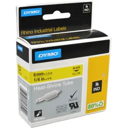 Dymo Schrumpfschlauch IND 18052 (S0718270) schwarz auf gelb  6mm x 1,5m