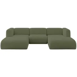 WOHNLANDSCHAFT MIRA-U1 317x179x70 Grün Bouclé