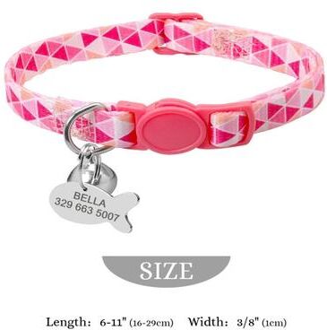 Uplift Essentials Personalized Engraved Nylon Cat & Kitten Collar With Safety Bell light Pink