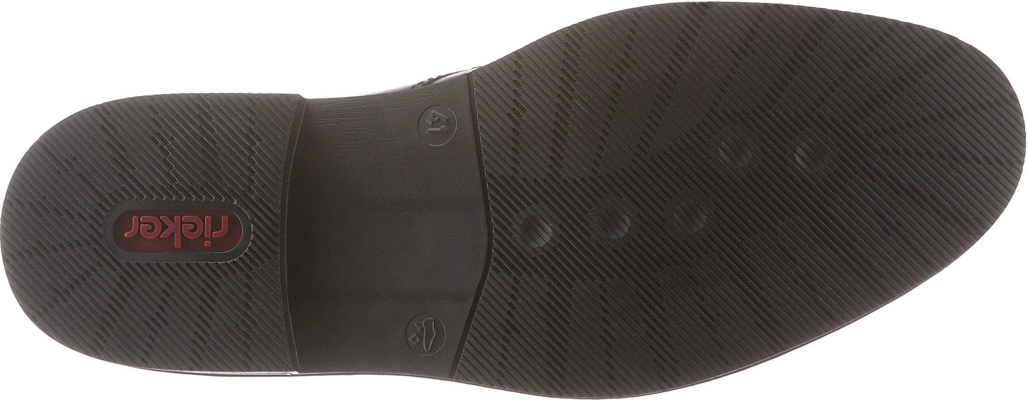 Schnürschuh RIEKER, Herren, Gr. 45, Synthetik, schwarz, Lederimitat, Schuhe Schnürschuh, mit modischen Ziernähten, Freizeitschuh, Halbschuh, Schnürschuh schwarz 45, Synthetik