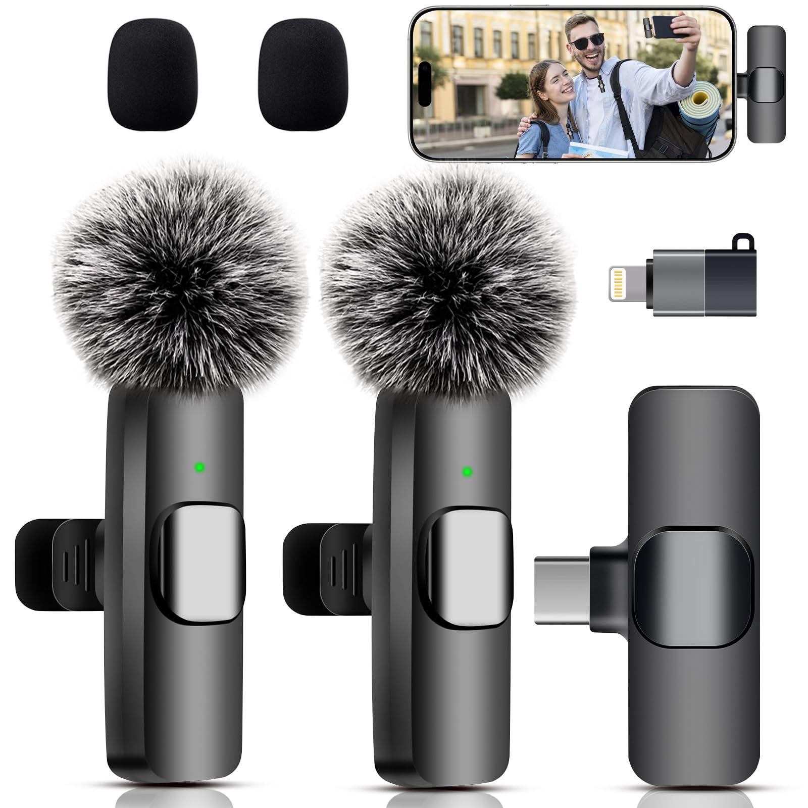 Selius Draadloze Lavalier Microfoon 2-Pack met USB-C en Lightning Connector en Ruisonderdrukking