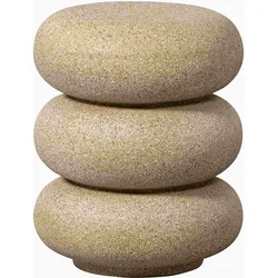 Beistelltisch Laurel aus Magnesiumoxid, organisches Design mit Tupfen, modern, beige, rund, pflegeleicht