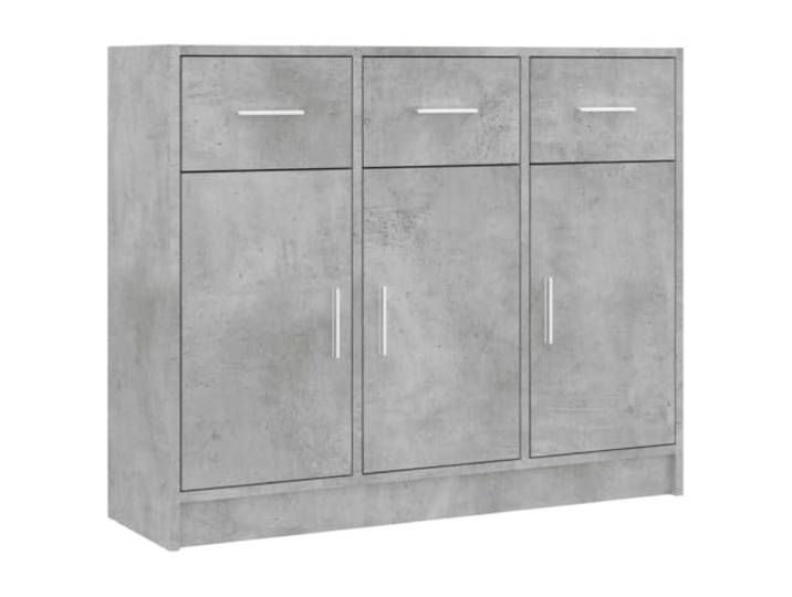 Fisinber Sideboard Betongrau 91x28x75 cm Holzwerkstoff Kommode Kompakter Beistellschrank mit Türen für Wohnzimmer und Flur, bietet strukturierten Stauraum und elegante Stellfläche.