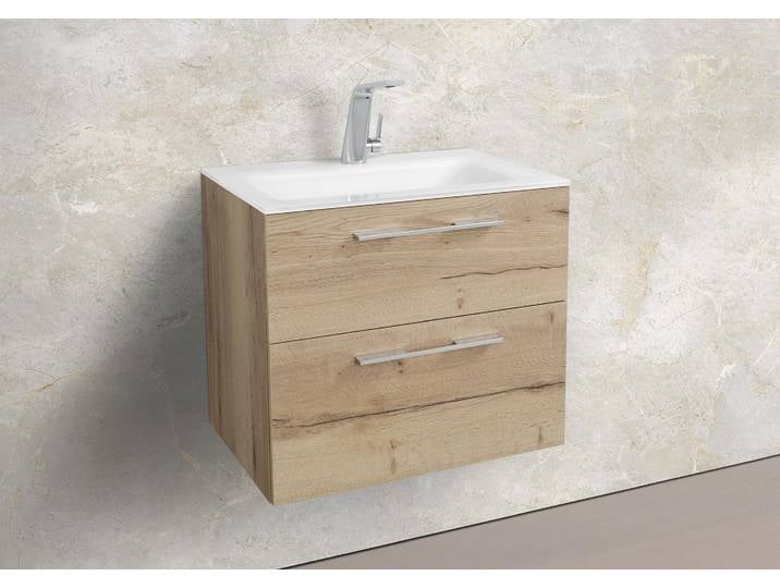 Zafiro - Badmöbelset 60 cm mit Glaswaschbecken Optiwhite und Unterschrank