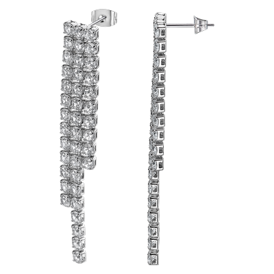 Paar Ohrstecker LOTUS "Iconic", edelstahlfarben, kristallweiß, kristallweiß, Ohrringe, Damen, Edelstahl, mit Glasstein