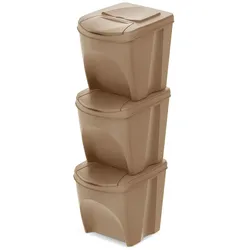 Keden Sortibox Set mit 3 Recyclingbehältern à 25 l in Braun