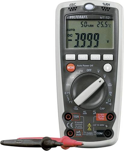 VOLTCRAFT MT-52 Hand-Multimeter digital Umwelt-Messfunktion CAT III 600V Anzeige (Counts): 4000