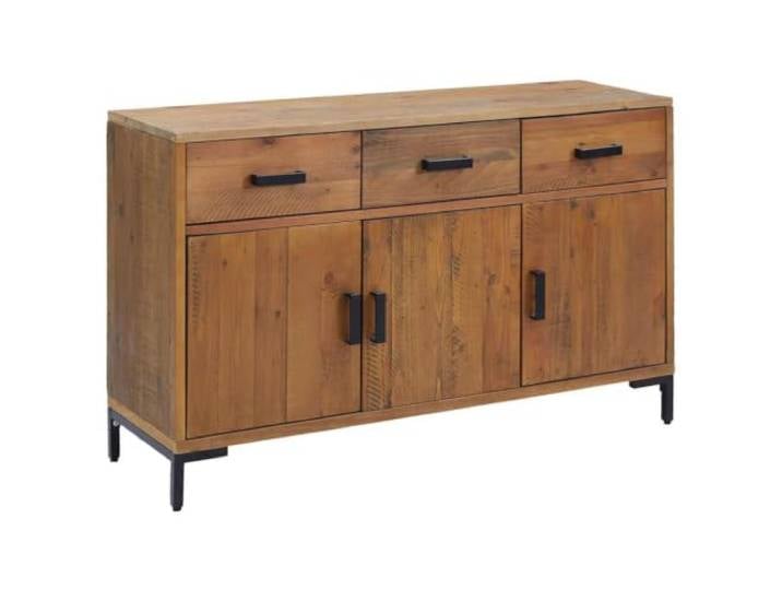 Kaorsrow Sideboard Braun 110x35x70 cm Anrichte Massivholz Kiefer Kommode im Vintage-Stil fürs Wohnzimmer: 3 Schubladen und 4 Fächer bieten reichlich Stauraum für Ihre Alltagsgegenstände.