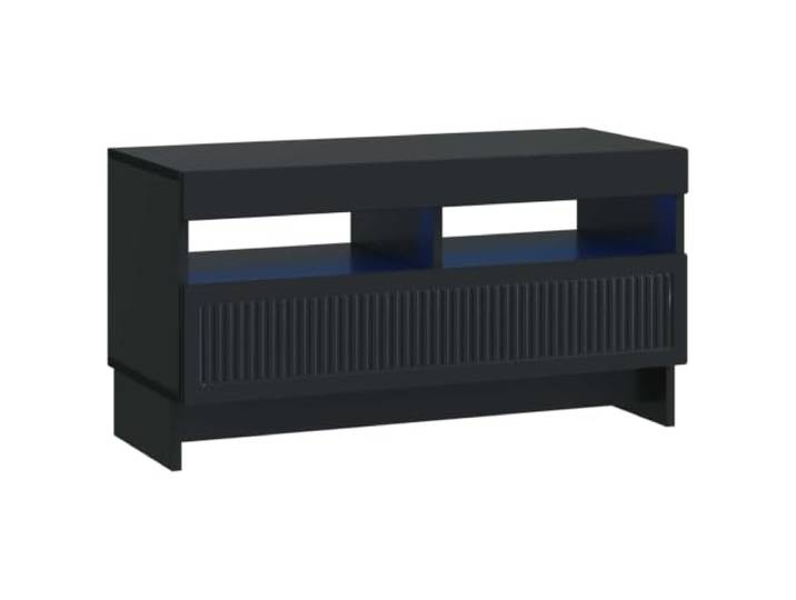 GKHPYURE TV-Schrank mit LED, schwarz, aus Holz, mit umkehrbarer Tür Flexible LED-Leuchten, 90°-Scharniertür, moderner Stil, Innenanwendung, 15,8 kg, platzsparend