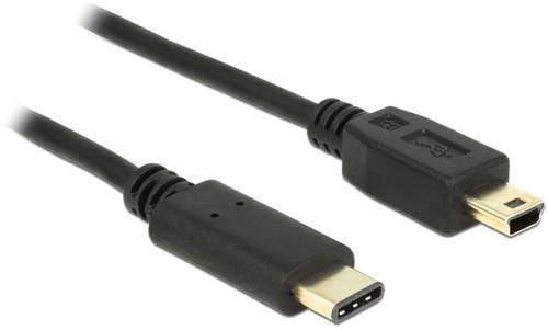 Delock USB-Kabel USB 2.0 USB-Mini-B Stecker, USB-C Stecker 2.00m Schwarz 83336