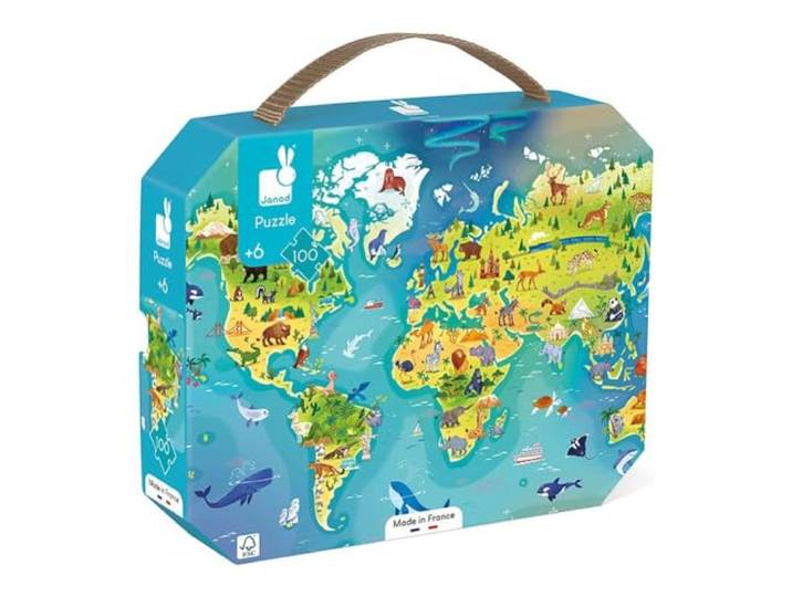 Janod, Puzzel van de wereld, 100 stukjes, vanaf 6 jaar